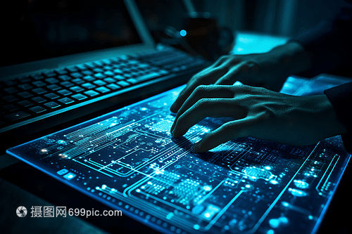 双手触摸电路板 感知交互与数据处理技术的融合创新